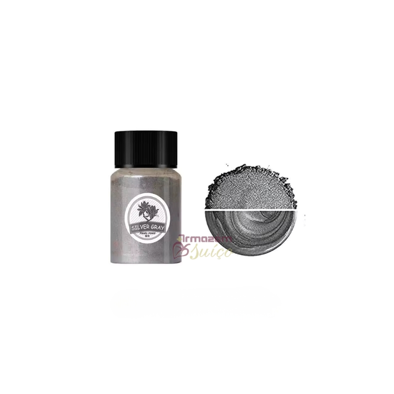 Foto Mica Perolada Silver Gray - Cinza Prateado - Pigmento para Saboaria - Cosméticos - Artesanato - 10 Gr