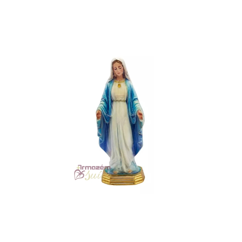 Foto Enfeite Auto Colante N. Sra. das Graças Imagem Metal 6,5cm - Dourado