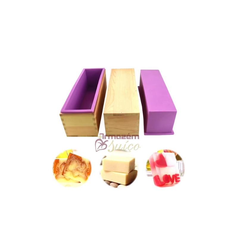 Foto Molde de Silicone com Caixa de Madeira Retangular 1.200 Ml